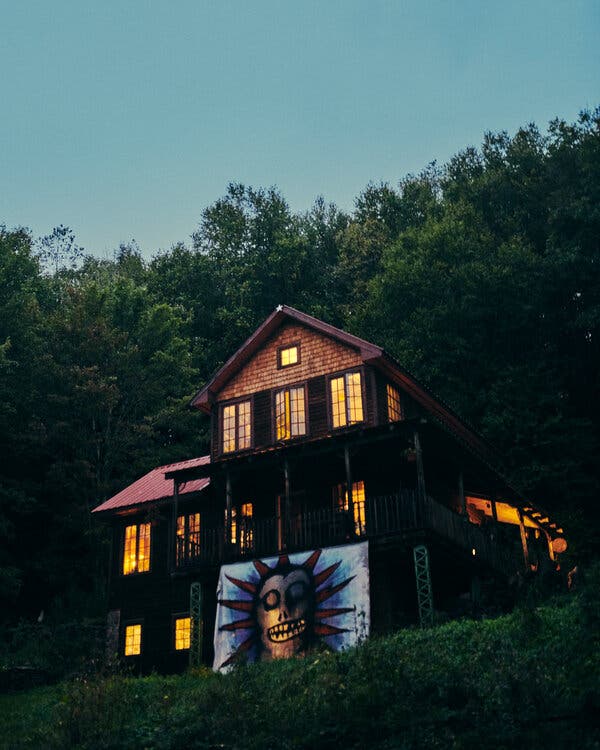 The family’s wooden clapboard home sits on a steep hillside in Roscoe, N.Y.
